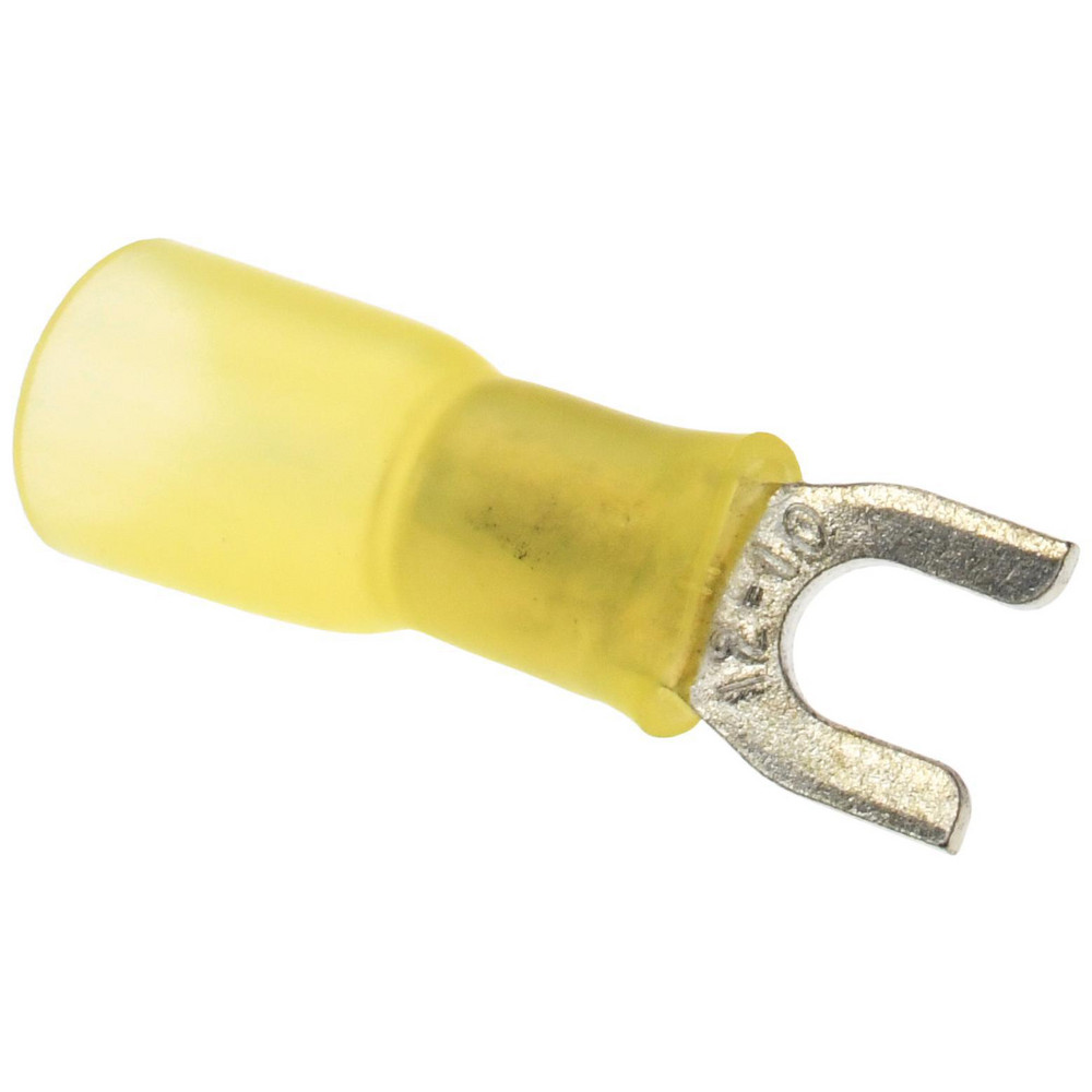 Value Collection Standard Fork Terminal: Yellow, Polyolefin, Partially Insulated, #6 & #8 Stud, Crimp - BOW-23840-1