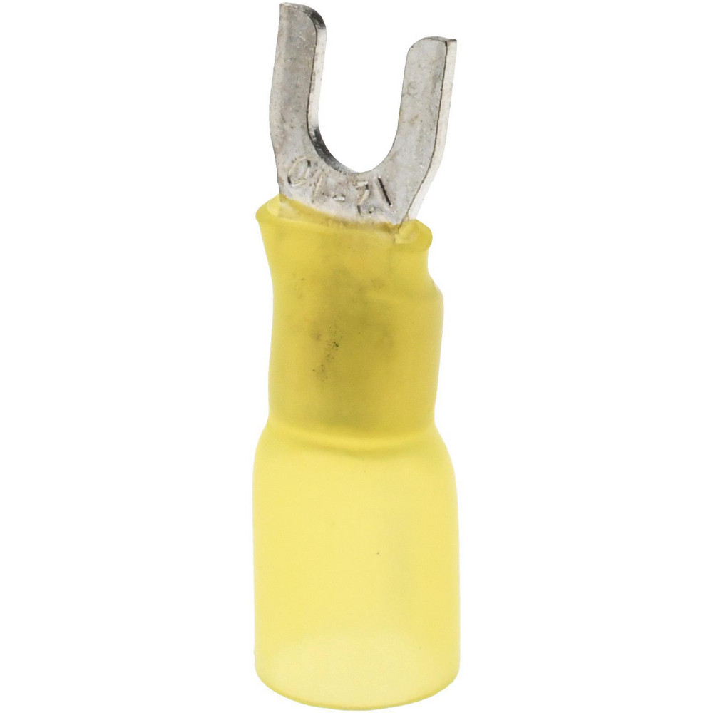 Value Collection Standard Fork Terminal: Yellow, Polyolefin, Partially Insulated, #6 & #8 Stud, Crimp - BOW-23840-1
