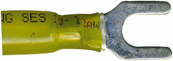 Value Collection Standard Fork Terminal: Yellow, Polyolefin, Partially Insulated, #6 & #8 Stud, Crimp - BOW-23840-1