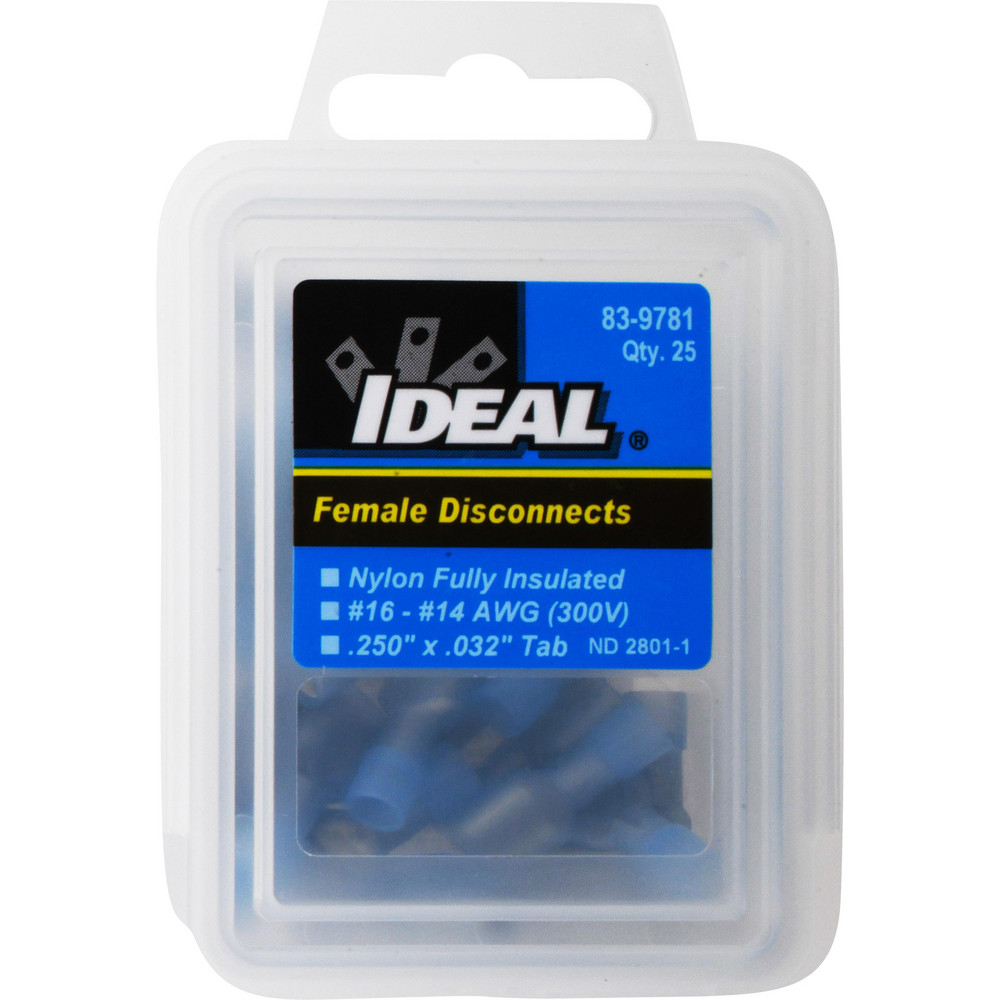 3M Wire Disconnect: Female, Blue, Vinyl, 16-14 AWG, 1/4" Tab Width - 7010349260