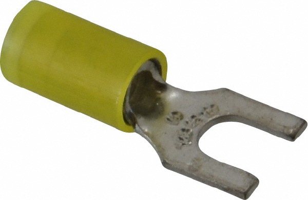 Ideal Standard Fork Terminal: Yellow, Vinyl, Partially Insulated, #1/4" Stud, Crimp - 83-7231