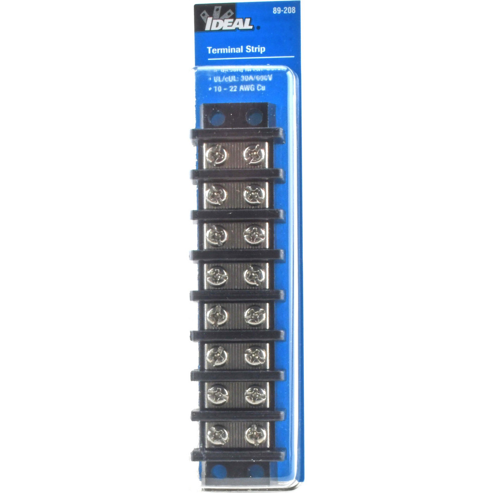 Ideal 10 Poles, 300 Volt, 30 Amp, -40 to 266°F, Polyester Thermoplastic, Polyester Thermoplastic Multipole Terminal Block - 89-410