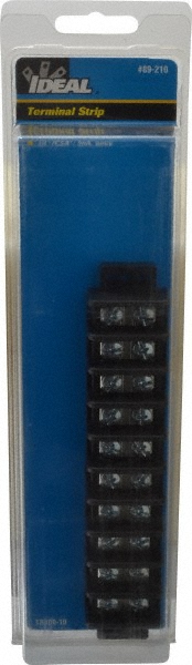 Ideal 10 Poles, 300 Volt, 30 Amp, -40 to 266°F, Polyester Thermoplastic, Polyester Thermoplastic Multipole Terminal Block - 89-410