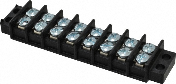 Ideal 10 Poles, 300 Volt, 30 Amp, -40 to 266°F, Polyester Thermoplastic, Polyester Thermoplastic Multipole Terminal Block - 89-410