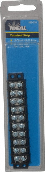 Ideal 10 Poles, 300 Volt, 30 Amp, -40 to 266°F, Polyester Thermoplastic, Polyester Thermoplastic Multipole Terminal Block - 89-410