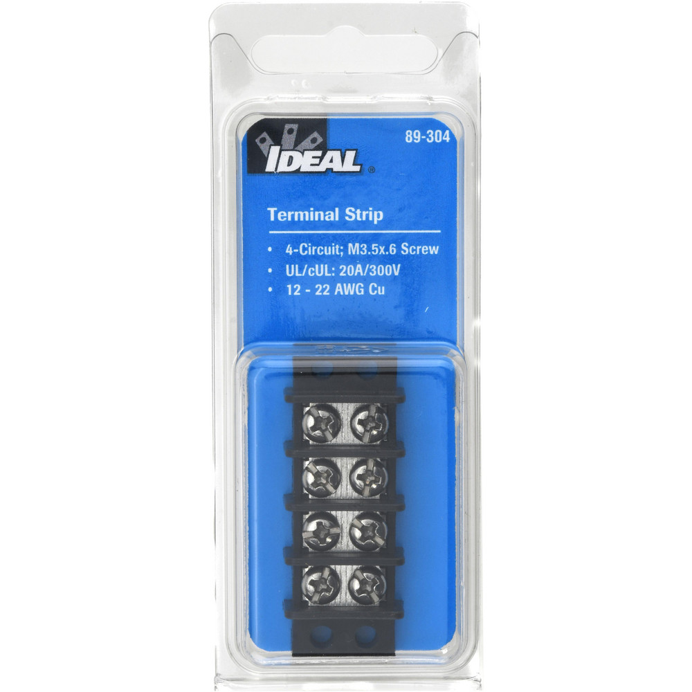 Ideal 10 Poles, 300 Volt, 30 Amp, -40 to 266°F, Polyester Thermoplastic, Polyester Thermoplastic Multipole Terminal Block - 89-410