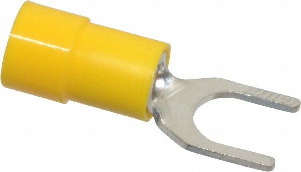 Thomas & Betts Standard Fork Terminal: Yellow, Vinyl, Partially Insulated, #1/4" Stud, Crimp - TV10-14F-XV
