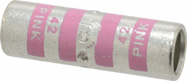Thomas & Betts Butt Splice Terminal: Crimp-On, Pink, 0 (1/0) AWG Min, 0 (1/0) AWG Max, Non-Insulated - 54809