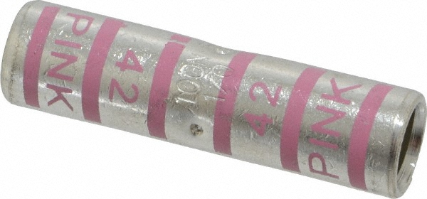 Thomas & Betts Butt Splice Terminal: Crimp-On, Pink, 0 (1/0) AWG Min, 0 (1/0) AWG Max, Non-Insulated - 54809