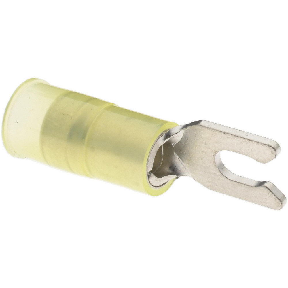 Ideal Locking Fork Terminal: Yellow, Vinyl, Partially Insulated, #8 Stud, Crimp - 83-7081