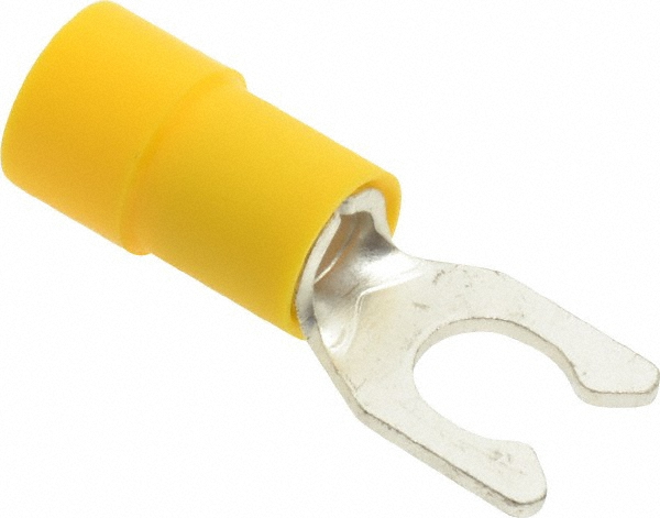 Ideal Locking Fork Terminal: Yellow, Vinyl, Partially Insulated, #8 Stud, Crimp - 83-7081