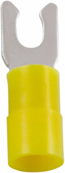 Ideal Locking Fork Terminal: Yellow, Vinyl, Partially Insulated, #8 Stud, Crimp - 83-7081
