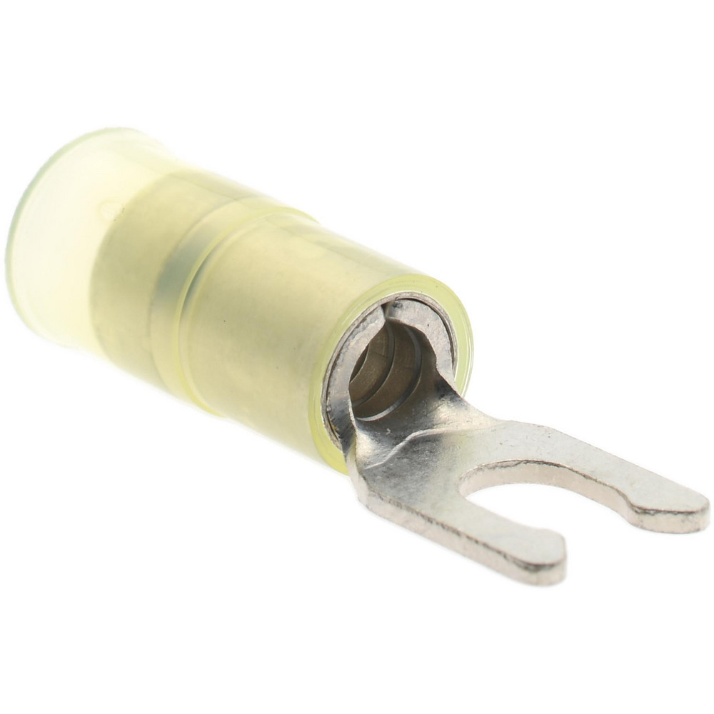 Ideal Locking Fork Terminal: Yellow, Vinyl, Partially Insulated, #8 Stud, Crimp - 83-7081