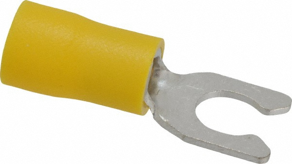 Ideal Locking Fork Terminal: Yellow, Vinyl, Partially Insulated, #8 Stud, Crimp - 83-7081