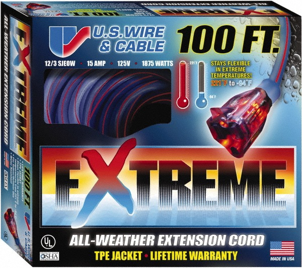 Value Collection 100', 14/3 Gauge/Conductors, Blue/Pink Indoor & Outdoor Extension Cord - 98100