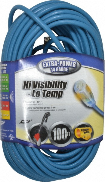 Value Collection 100', 14/3 Gauge/Conductors, Blue/Pink Indoor & Outdoor Extension Cord - 98100