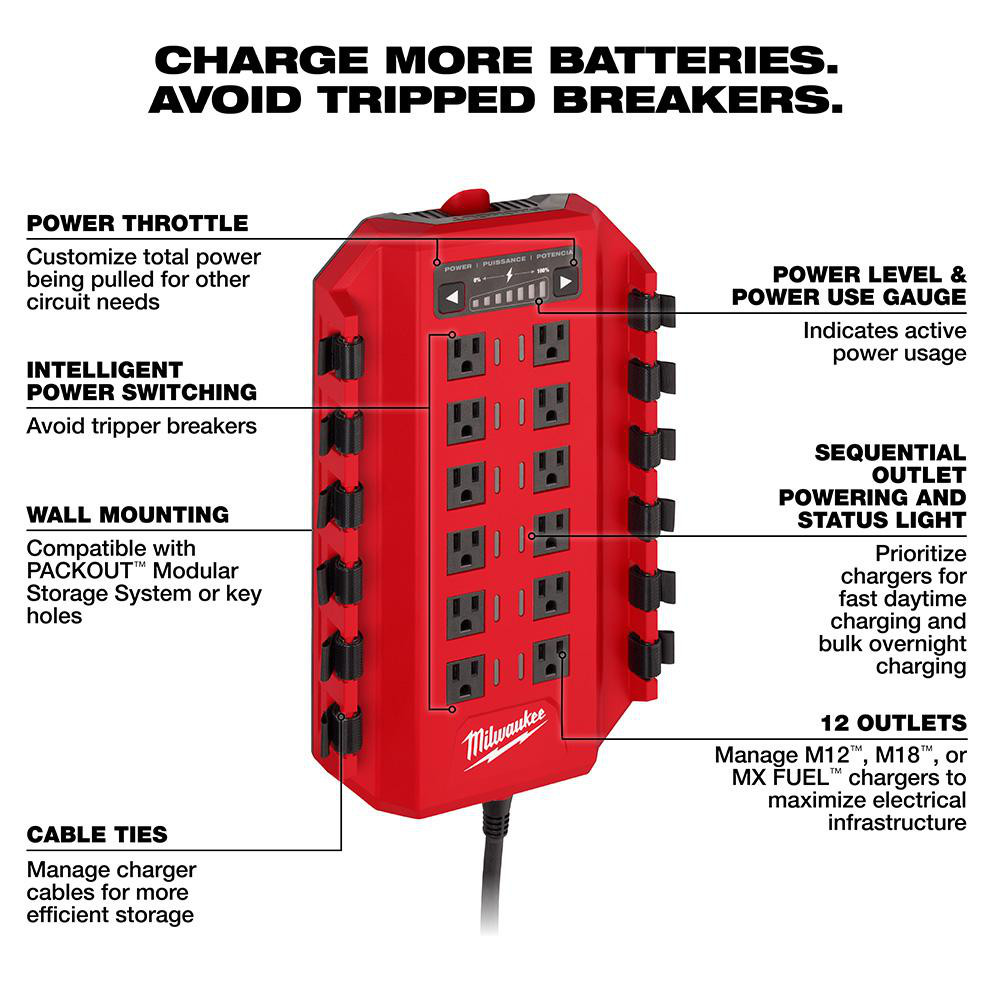 Milwaukee Tool Power Outlet Strips: Amperage: 15.0000; Voltage: 120 V - 3333-15A