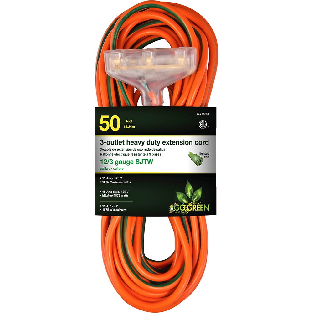 PRO-SOURCE 100', 10/3 Gauge/Conductors, Yellow/Black Outdoor Extension Cord - PS-AZB0010
