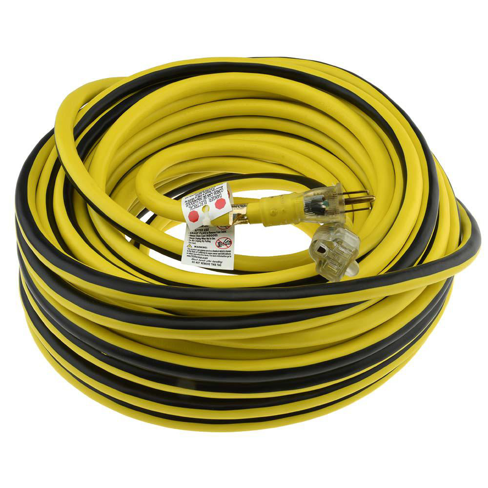 PRO-SOURCE 100', 10/3 Gauge/Conductors, Yellow/Black Outdoor Extension Cord - PS-AZB0010