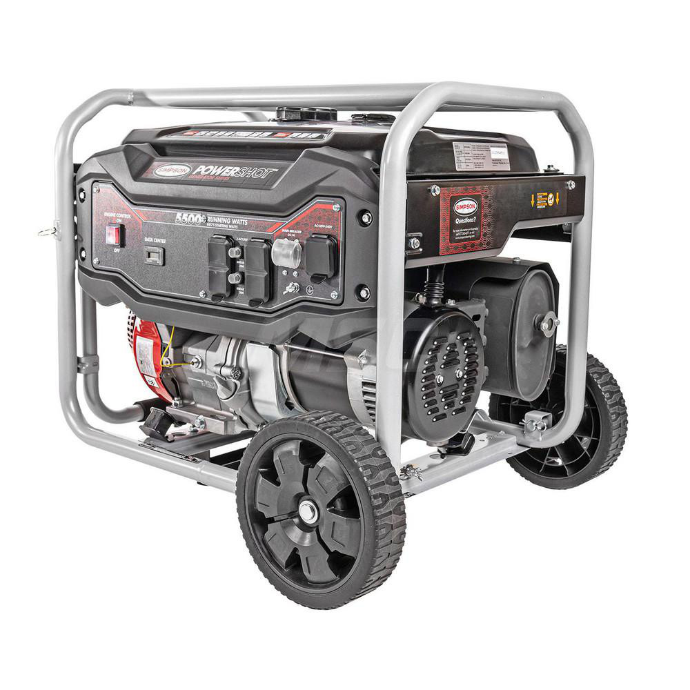 Simpson Portable Power Generator: Gasoline, 5,500W, 9 h, Recoil - 70070