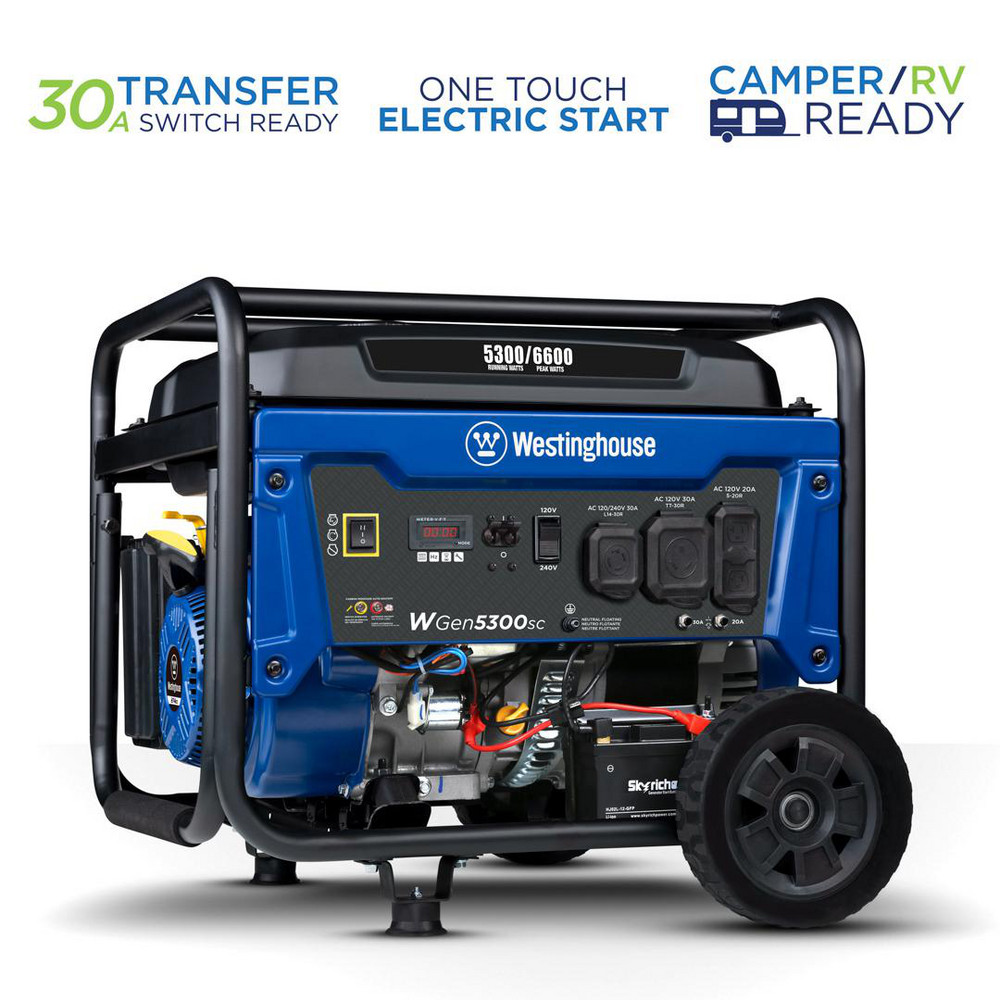 Simpson Portable Power Generator: Gasoline, 5,500W, 9 h, Recoil - 70070