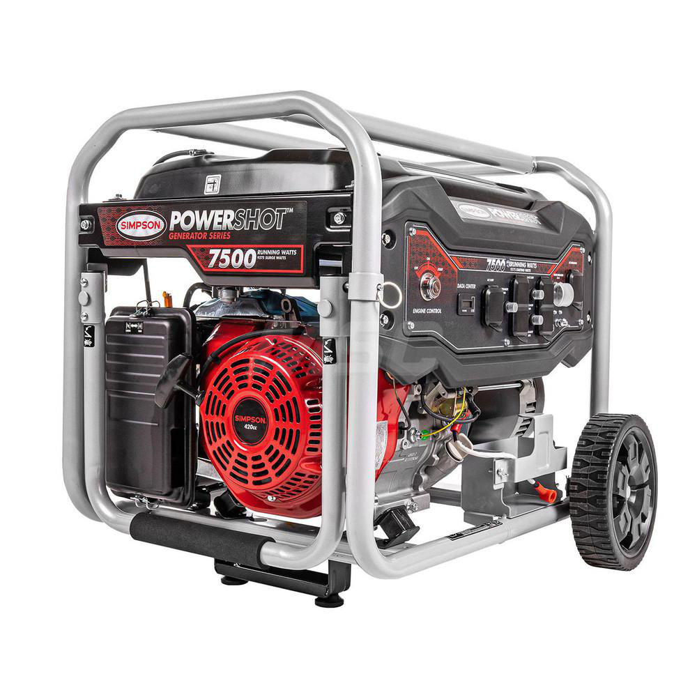 Simpson Portable Power Generator: Gasoline, 5,500W, 9 h, Recoil - 70070