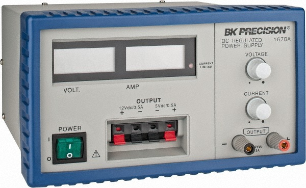 B&K Precision 165 Watt, 0 to 3 Amp, 0 to 30V, 12V, 5V Output, Power Supply - 1670A