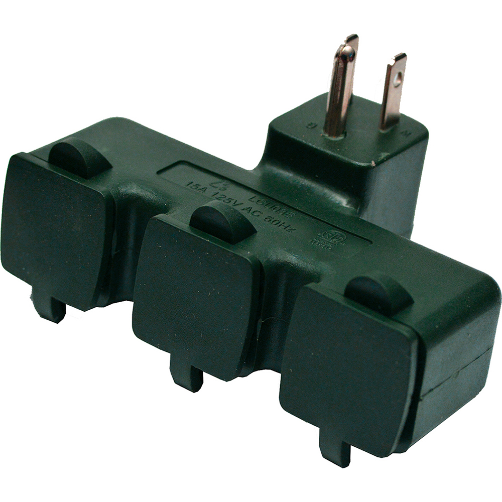 Tower 5 Outlets, 125 Volt, 15 Amp, White, GFCI 5b Outlet Adapter - 30440003