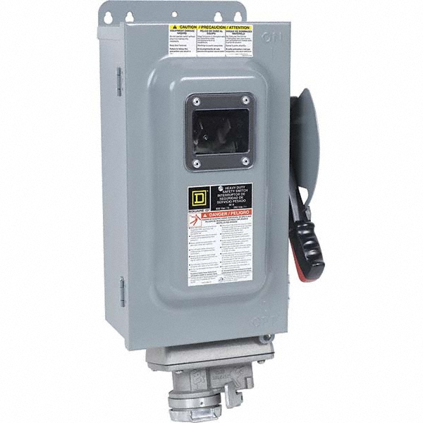 Square D Safety Switch: NEMA 12 & 3R, 30 Amp, 600VAC/VDC, Fused - H361AWCVW