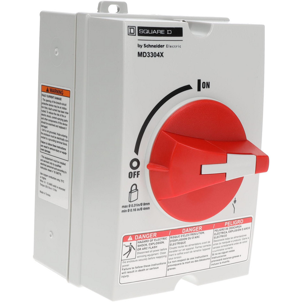 Hubbell Wiring Device-Kellems Cam & Disconnect Switch: Enclosed, 30 Amp, 600VAC, 1 Phase - HBLDS3SSRRCP