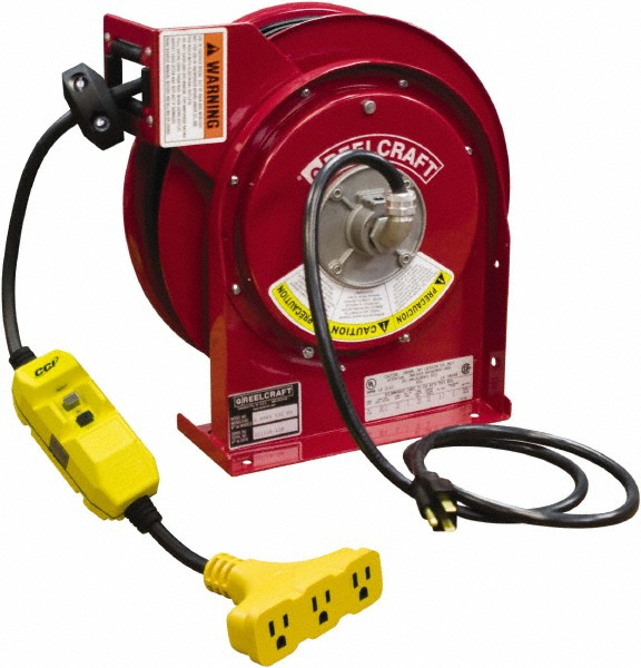 Reelcraft Cord & Cable Reel: 12 AWG, 75' Long, Single Outlet End - L 70075 123 3
