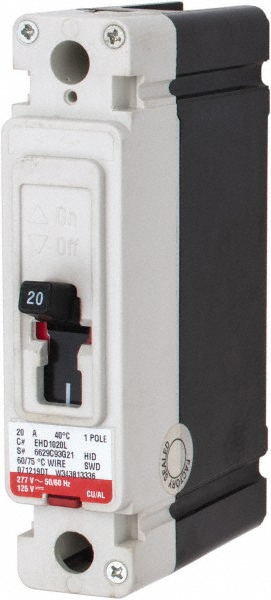 Eaton Cutler-Hammer 20 Amp, 250 VDC, 480 VAC, 3 Pole, Molded Case Circuit Breaker - EHD3020L