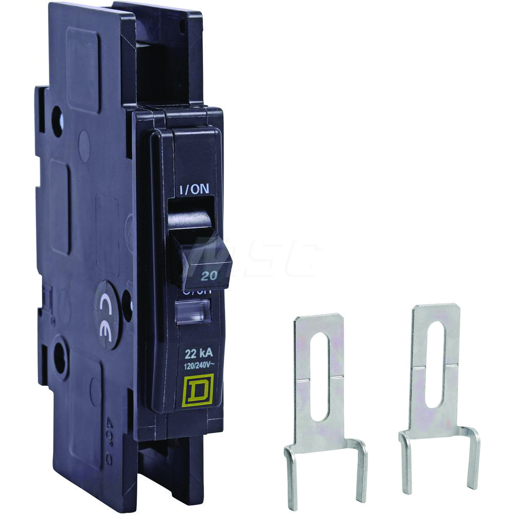 Square D 20 Amp, 120/240 VAC, 1 Pole, DIN Rail Mounted, Flush Mount, Surface Mount Miniature Circuit Breaker - QOUR120VH