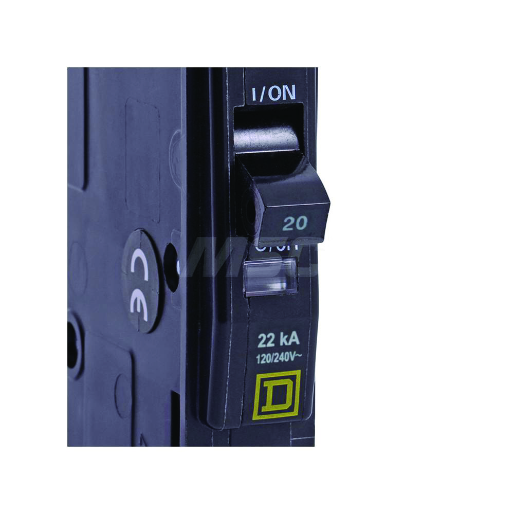 Square D 20 Amp, 120/240 VAC, 1 Pole, DIN Rail Mounted, Flush Mount, Surface Mount Miniature Circuit Breaker - QOUR120VH