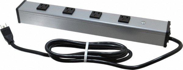 Wiremold 4 Outlets, 120 Volts, 20 Amps, 6' Cord, Power Outlet Strip - ULB420-6