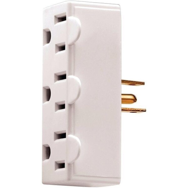 Eaton Wiring Devices Outlet Tap, 2 -Pole, 15 A, 125 V, 3 -Outlet, NEMA: NEMA 5-15R, White - BP1147W