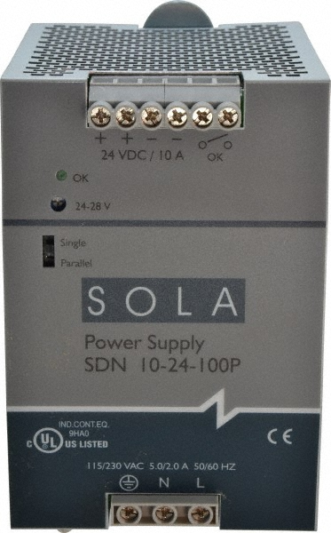 Sola/Hevi-Duty 30 Watt, 6 Amp, 264 VAC, 375 VDC Input, 5 VDC Output, Chassis, DIN Rail Power Supply - SCP30S5B-DN