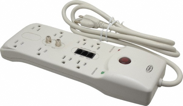 Hubbell Wiring Device-Kellems 8 Outlets, 125 Volts, 15 Amps, 6' Cord, Power Outlet Strip - HBL8PS2100M