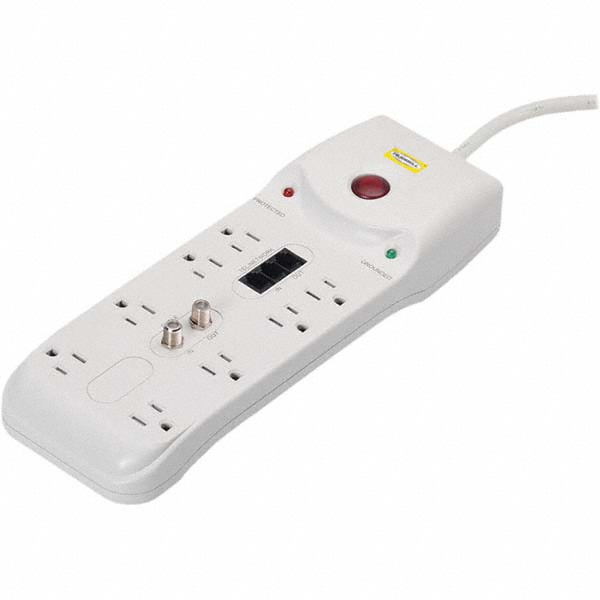 Hubbell Wiring Device-Kellems 8 Outlets, 125 Volts, 15 Amps, 6' Cord, Power Outlet Strip - HBL8PS2100M