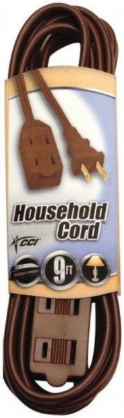 Southwire 9', 16/2 Gauge/Conductors, Brown Indoor Extension Cord - 94028907
