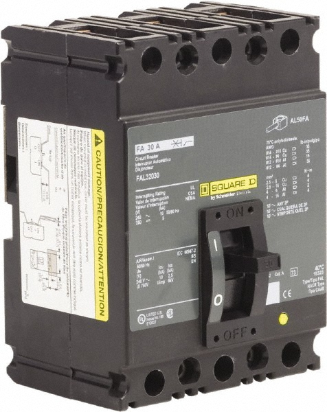 Square D 30 Amp, 240 VAC, 3 Pole, Panel Mount Molded Case Circuit Breaker - FAL32030