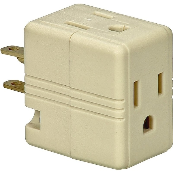 Eaton Wiring Devices Outlet Adapter, 2 -Pole, 15 A, 125 V, 3 -Outlet, NEMA: NEMA 5-15R, White - BP1482V