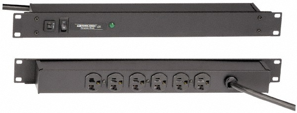 Wiremold 6 Outlets, 120 Volts, 20 Amps, 6' Cord, Power Outlet Strip - R5BZ20