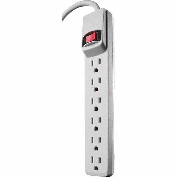 Wiremold 6 Outlets, 120 Volts, 20 Amps, 6' Cord, Power Outlet Strip - R5BZ20