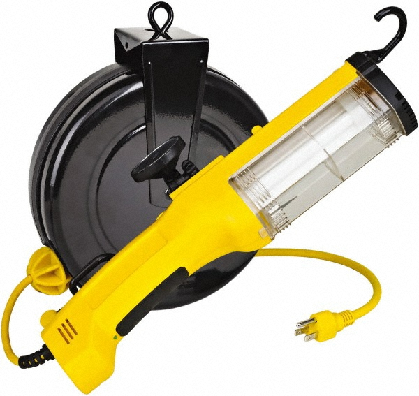 Conductix Cord & Cable Reel: 16 AWG, 50' Long, Fluorescent Hand Lamp End - 121160305014