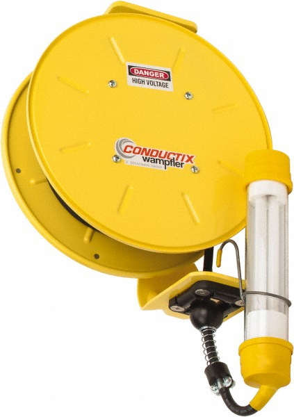 Conductix Cord & Cable Reel: 16 AWG, 50' Long, Fluorescent Hand Lamp End - 121160305014