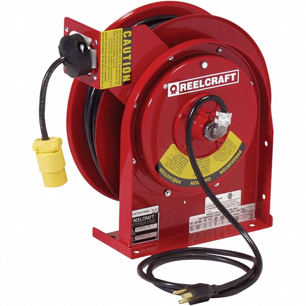 Conductix Cord & Cable Reel: 16 AWG, 50' Long, Fluorescent Hand Lamp End - 121160305014
