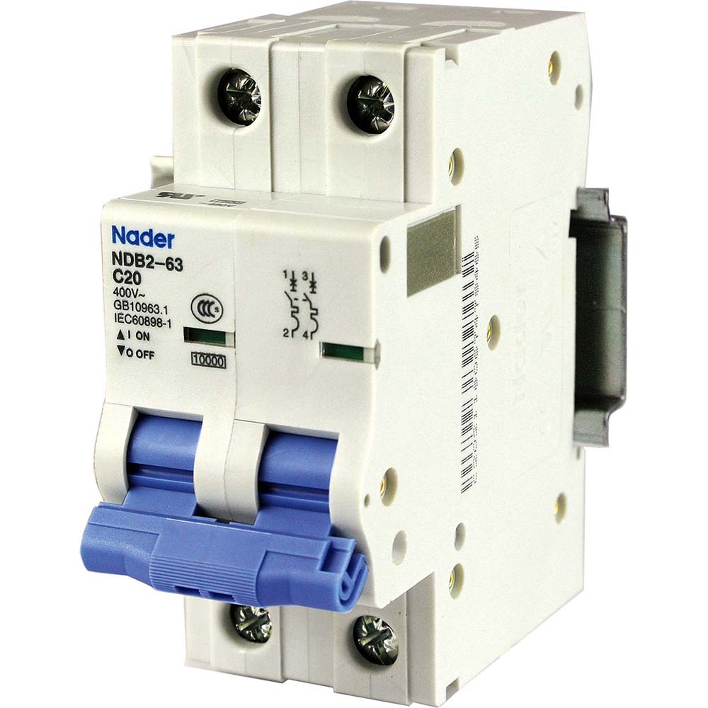 Automation Systems Interconnect Circuit Breakers; Circuit Breaker Type: Miniature Circuit Breaker; Milliamperage (mA): 10; Number of Poles: 1; Breaking Capacity: 7.5 kA @ 230/240 VAC; 5 kA @ 277 VAC; Tripping Mechanism: Thermal-Magnetic; Terminal Connection Type: Screw; Mounting Type: DIN Rail; Voltage: 240 VAC - NDB2-63C10-1