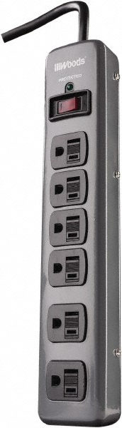 Woods PRO 6 Outlets, 125 Volts, 15 Amps, 4' Cord, Power Outlet Strip - 41378