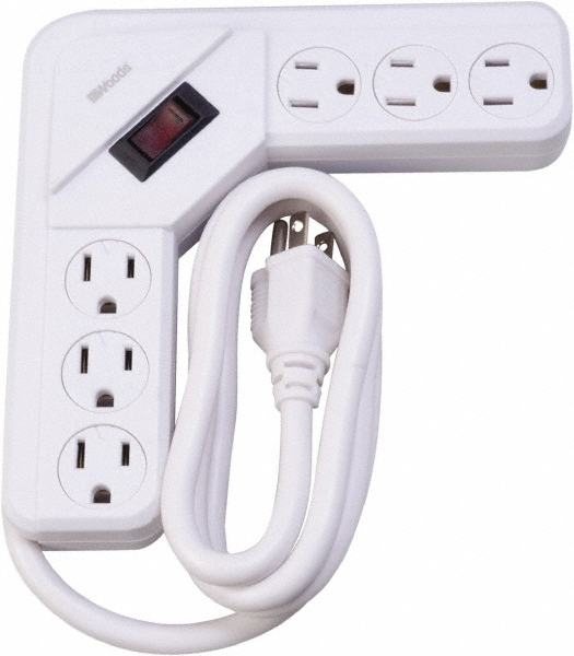 Woods PRO 6 Outlets, 125 Volts, 15 Amps, 4' Cord, Power Outlet Strip - 41378